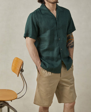 overview of 1950s Italian Collar Linen Short Sleeve Shirt