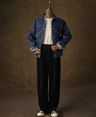 overview of 1960s Double Pleated Corduroy Trousers