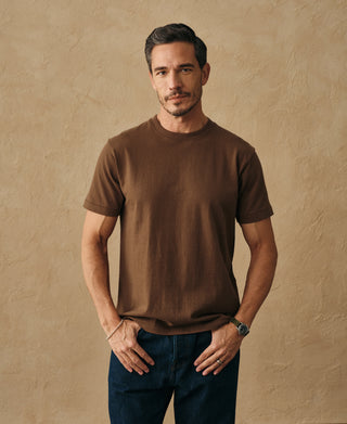 overview of Regular Fit Heavyweight Tubular Jersey T-Shirt in Brown