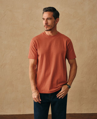 overview of Regular Fit Heavyweight Tubular Jersey T-Shirt in Orange