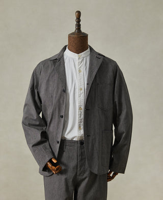 overview of Black Chambray Work Jacket