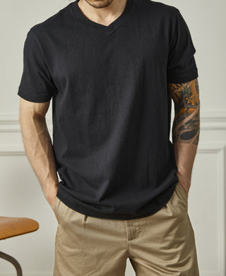 overview of Classic Fit V-Neck Tubular Cotton T-Shirt