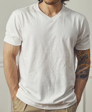 overview of Classic Fit V-Neck Tubular Cotton T-Shirt