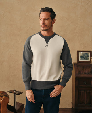 Overview of Contrast-Tipped Loopwheel Crewneck Sweatshirt