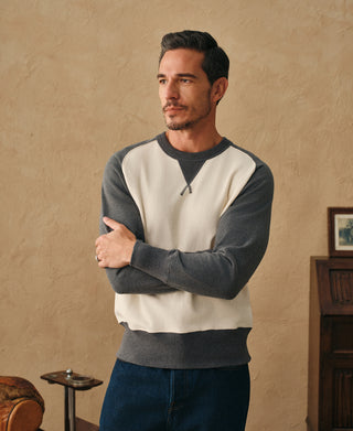 Overview of Contrast-Tipped Loopwheel Crewneck Sweatshirt