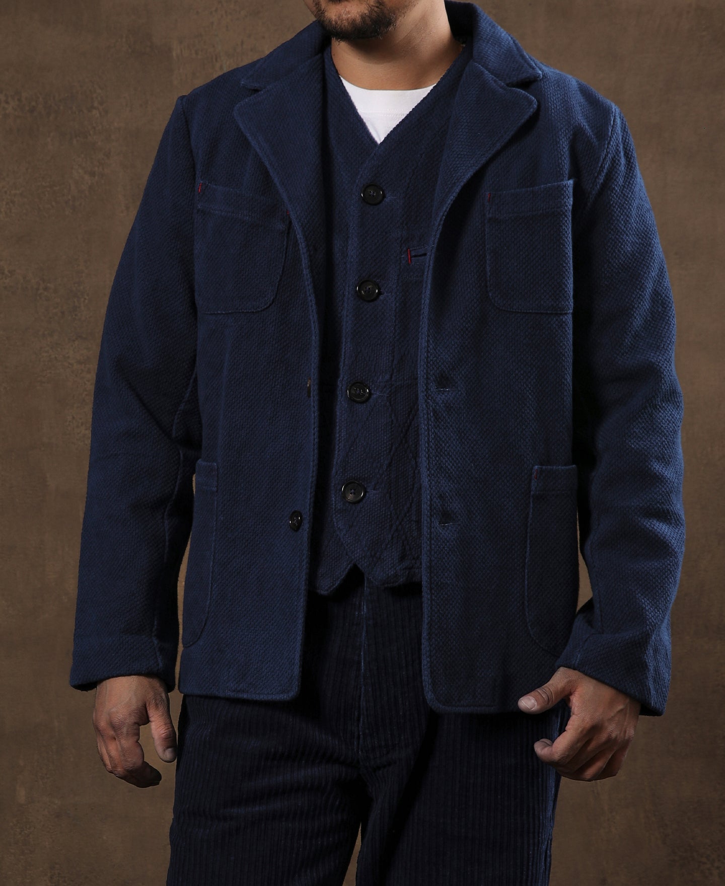 French Indigo-Dyed Sashiko Work Jacket | Time Catcher – Time