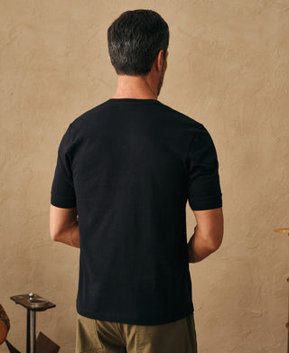 Overview of Heavyweight Cotton Tubular Short-Sleeve Henley Shirt