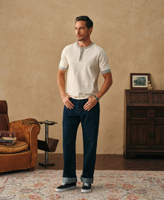 Overview of Heavyweight Cotton Tubular Short-Sleeve Henley Shirt