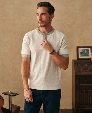 Overview of Heavyweight Cotton Tubular Short-Sleeve Henley Shirt