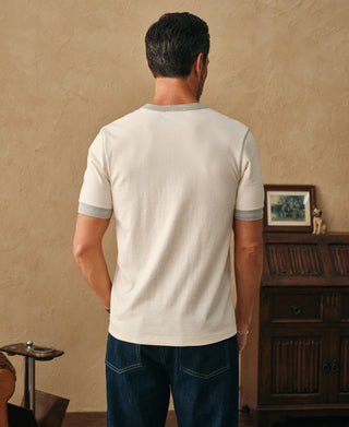 Overview of Heavyweight Cotton Tubular Short-Sleeve Henley Shirt