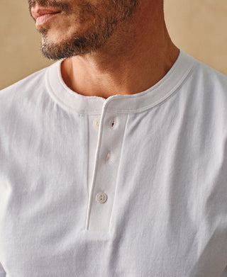 Overview of Heavyweight Cotton Tubular Short-Sleeve Henley Shirt