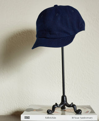 overview of Indigo-Dyed Cotton-Linen Ball Cap