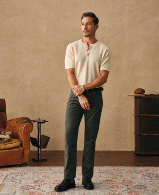 Overview of Linen Cotton Blend Knit Henley T-shirt