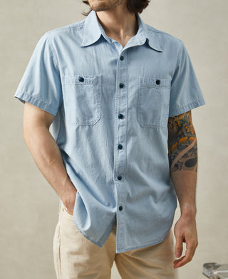 overview of Military Wash Chambray Short Sleeve Workshirt