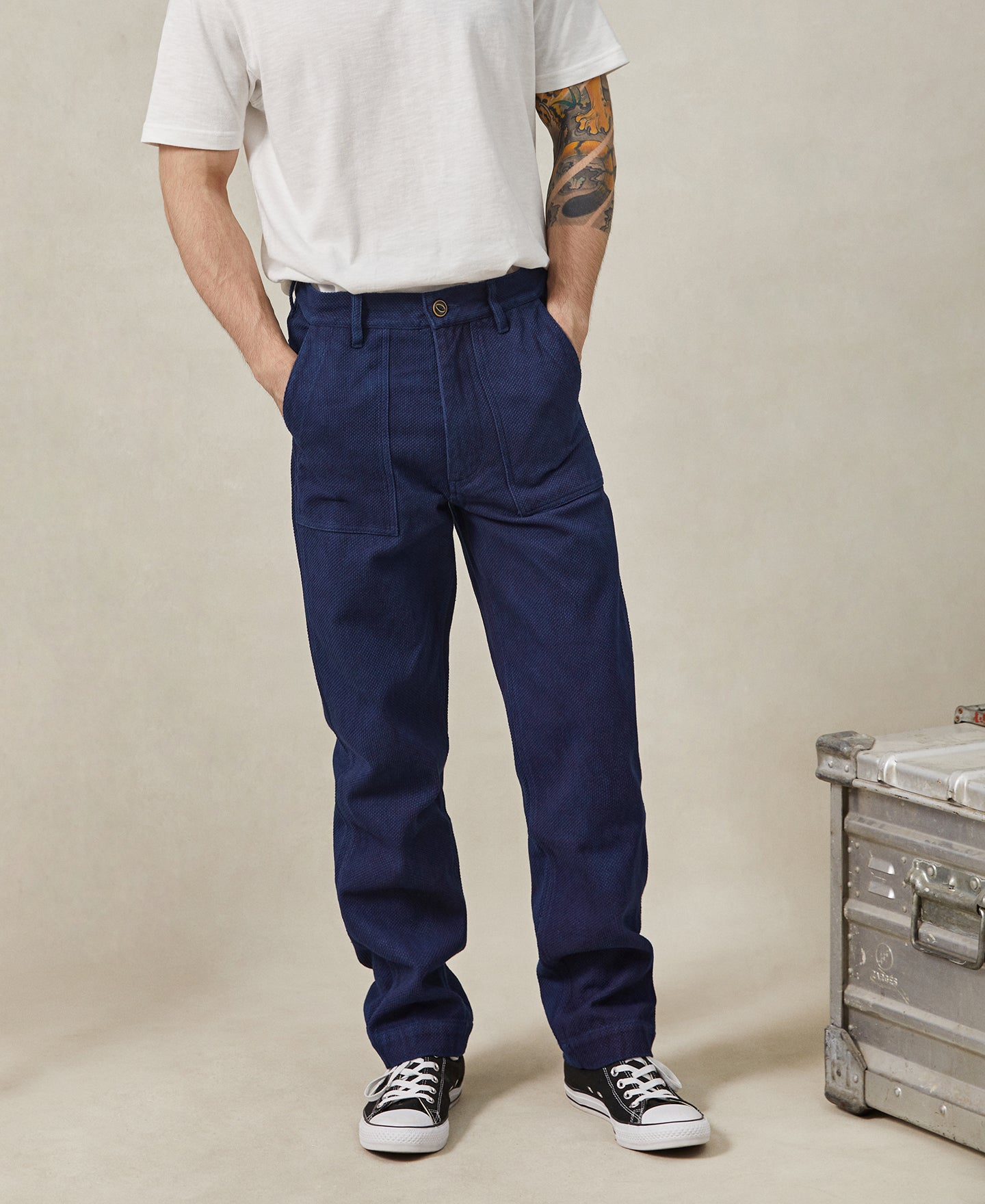 OG-107 Fatigue Pants - Indigo-Dyed Sashiko Version | Time Catcher