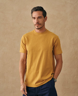 overview of Regular Fit Heavyweight Tubular Jersey T-Shirt in Mustard