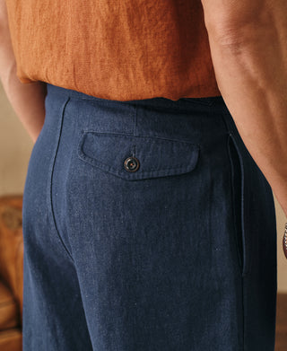 Overview of Relaxed Double-Pleated Hemp-Cotton Shorts