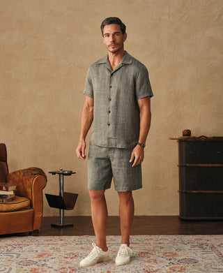 Overview of Relaxed Ramie Herringbone Cuban Shirt