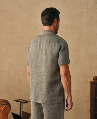 Overview of Relaxed Ramie Herringbone Cuban Shirt