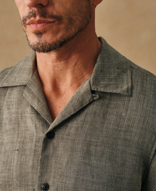 Overview of Relaxed Ramie Herringbone Cuban Shirt