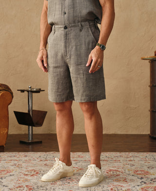 Overview of Relaxed Ramie Herringbone Shorts