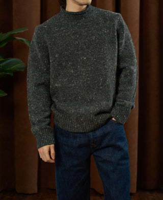 overview of Roll Neck Pure Wool Fisherman Sweater