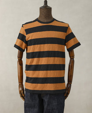 overview of Slub Cotton Wide Striped T-Shirt