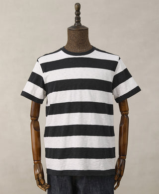 overview of Slub Cotton Wide Striped T-Shirt