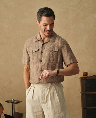 Overview of Yarn-dyed Linen Camp-Collar Shirt