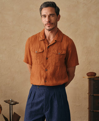 Overview of Yarn-dyed Linen Camp-Collar Shirt