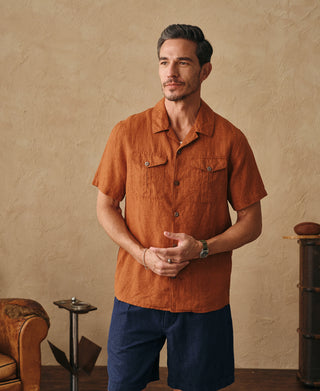 Overview of Yarn-dyed Linen Camp-Collar Shirt