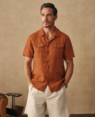 Overview of Yarn-dyed Linen Camp-Collar Shirt