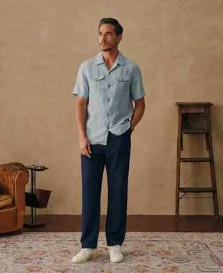 Overview of Yarn-dyed Linen Camp-Collar Shirt