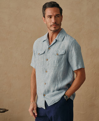 Overview of Yarn-dyed Linen Camp-Collar Shirt