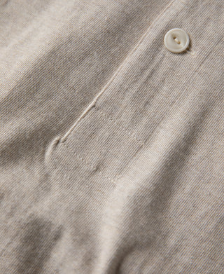 placket of 1930s Loopwheel Cotton Henley Shirt