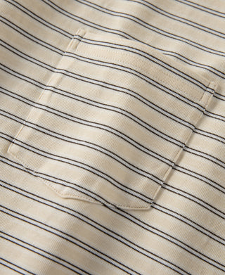 Pocket Detail of Heavyweight Cotton Striped Pocket T-shirt