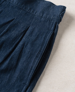 Pocket Detail of Relaxed Double-Pleated Hemp-Cotton Shorts
