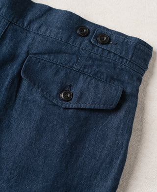 Pocket Detail of Relaxed Double-Pleated Hemp-Cotton Shorts
