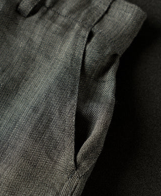 Pocket Detail of Relaxed Ramie Herringbone Shorts
