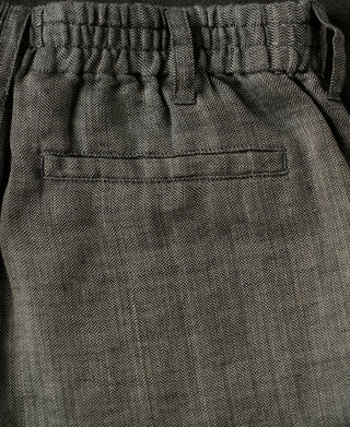 Pocket Detail of Relaxed Ramie Herringbone Shorts