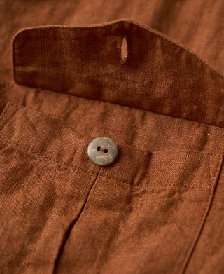Pocket Detail of Yarn-dyed Linen Camp-Collar Shirt