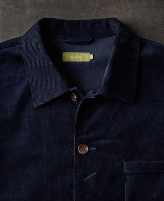 point collar of 1940s French Indigo Corduroy Chore Coat