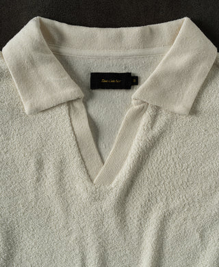 polo collar of Silk and Cotton-Blend Terry Cloth Polo Shirt