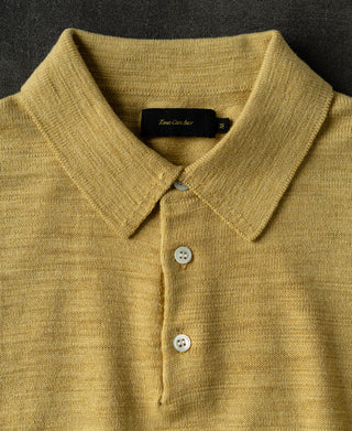polo collar of Slub Cotton Long Sleeve Knit Polo