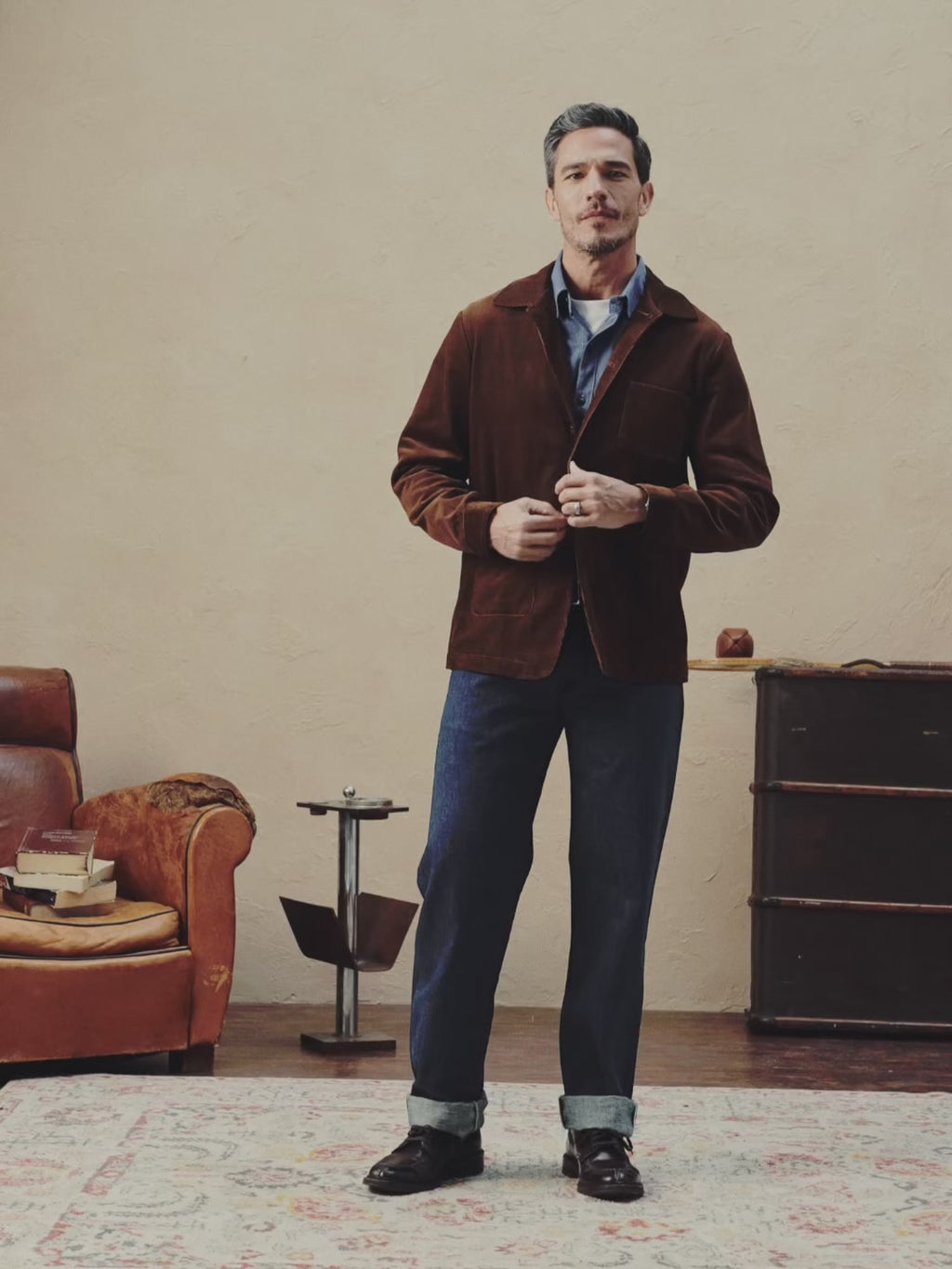 video of 1940s French Corduroy Chore Coat