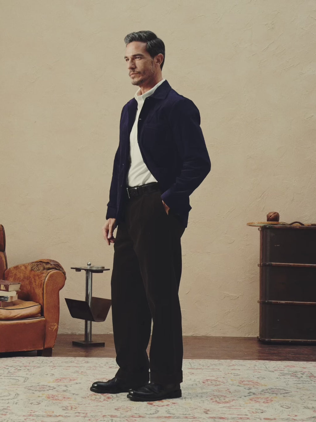 video of 1940s French Indigo Corduroy Chore Coat
