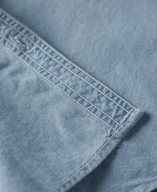 reinforced stitching detail of Military Wash Chambray Workshirt