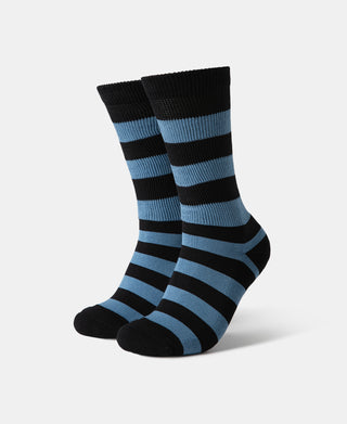 Retro Striped Cotton Socks in Black Blue Striped