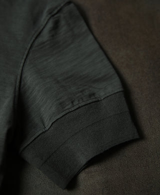 rib-knit cuff of 1900s Slub Cotton Short-Sleeve Henley Shirt