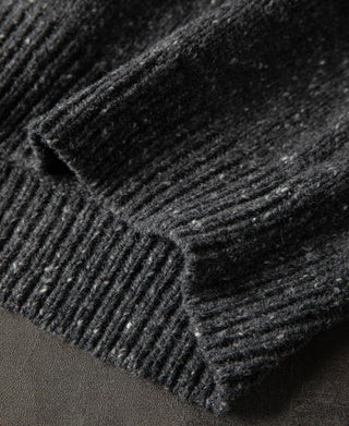 rib-knit hem detail of Roll Neck Pure Wool Fisherman Sweater